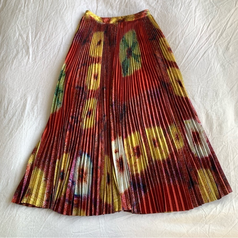 NWT Ulla Johnson Rami Satin Pleated Accordion A Line Midi Maxi Skirt Sunsprite - Picture 9 of 16